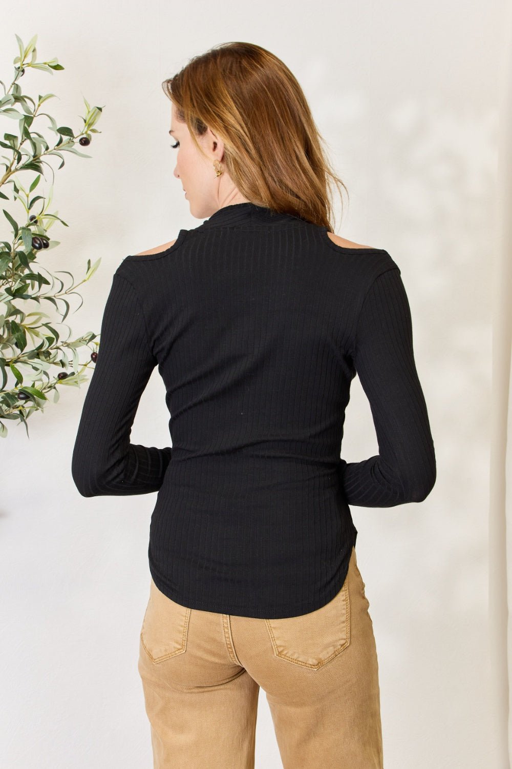 Culture Code Full Size Ribbed Surplice Cold Shoulder Top - Image 2