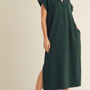 Solid Collared Midi Dress